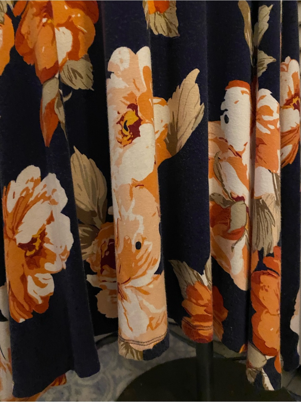 Hello MIZ Navy Maxi Dress with Orange and Cream Floral Print- Size Small - Picture 4 of 8